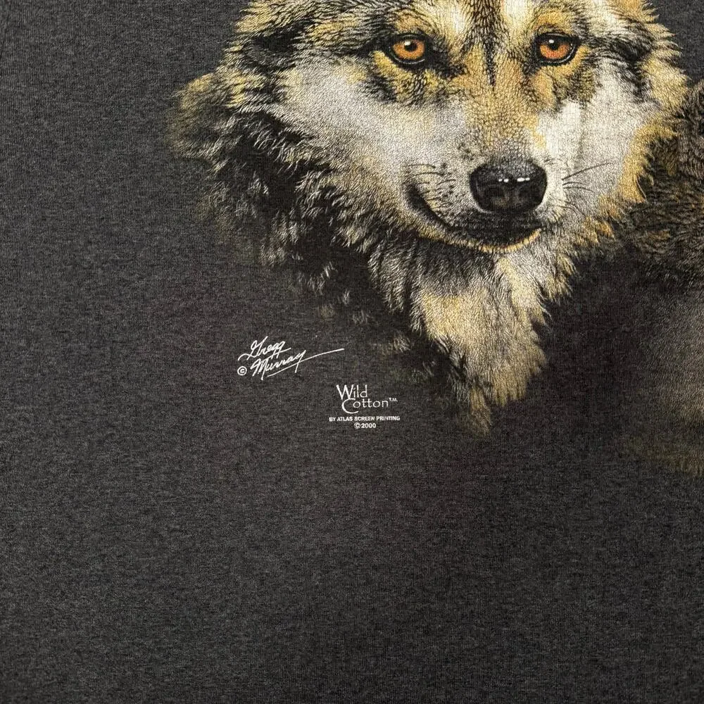 Vintage 2000 Wild Cotton Wolf T Shirt XL Gray San Diego Natural History Museum